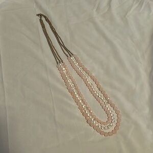 Pink and Clear Beaded Necklace